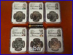 2021 Silver Morgan & Peace Dollar Ngc Ms70 First Day Issue Mercanti 6 Coin Set