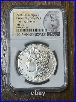 2021-cc Morgan Silver Dollar Coin Error Peace Label Ngc Ms 70 Fdoi