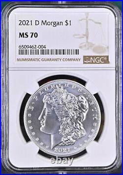 2021 d morgan silver dollar ngc ms 70 brown label with ogp and coa