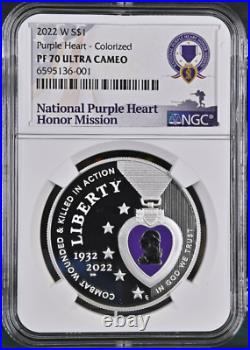 2022 W Colorized Purple Heart Silver Dollar NGC PF70 Ultra Cameo