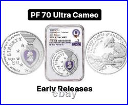 2022 W (PF70) Colorized Purple Heart Hall of Honor $1 Proof Silver Dollar NGC ER