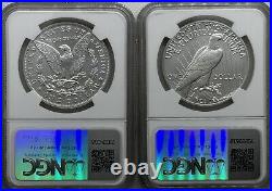 2023 Morgan and Peace Silver Dollar NGC MS70 2 Coins Total