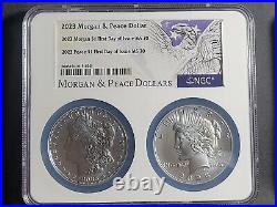 2023 P MORGAN & PEACE Silver Dollar NGC MS70 -TWO COIN SET DUAL FIRST DAY FDI %