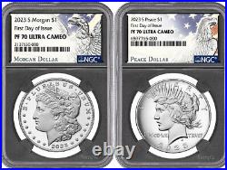 2023 S MORGAN & PEACE Silver Dollar NGC PF70 ULTRA CAMEO Set FDI FIRST DAY! %