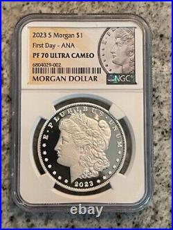 2023 S Morgan Silver Dollar Ngc Pf70 Uc -first Day- Ana Label In Hand