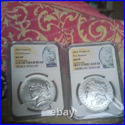 2024 Morgan & Peace Silver Dollar Uncirculated NGC MS69 first Releases item #6 2024 Morgan & Peace Silver Dollar Uncirculated NGC MS69 first Releases item #6