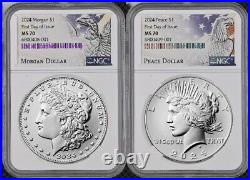 2024 Morgan & Peace Silver Dollar Uncirculated NGC MS70 First Day FDI %%