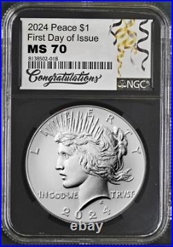 2024 Morgan & Peace Silver Dollar Uncirculated NGC MS70 First Day FDI %%
