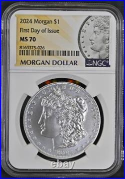 2024 Morgan & Peace Silver Dollar Uncirculated NGC MS70 First Day FDI P %%
