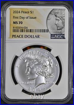 2024 Morgan & Peace Silver Dollar Uncirculated NGC MS70 First Day FDI P %%