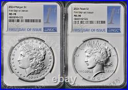 2024 Morgan & Peace Silver Dollar Uncirculated NGC MS70 First Day FDI -Presale