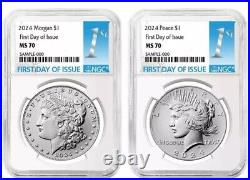2024 Morgan & Peace Silver Dollar Uncirculated NGC MS70 First Day FDI Presale