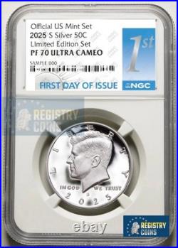 2025 S Kennedy SILVER 99.9 Half Dollar 50C NGC PF70 First Day Limited Edition %