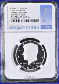 2025 S Kennedy SILVER 99.9 Half Dollar 50C NGC PF70 First Day Limited Edition %