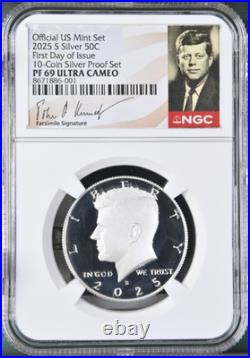 2025 S Kennedy SILVER Half Dollar 50C NGC PF69 FDOI UCam Sig Label