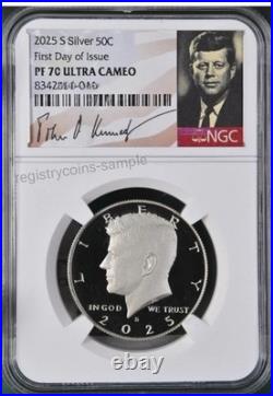 2025 S Kennedy SILVER Half Dollar 50C NGC PF70 FDOI First Day Issue PRESALE%