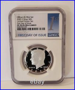2025 S Kennedy SILVER Half Dollar 50C NGC PF70 FDOI Limited Edition Set Proof %
