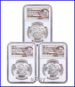 3-Coin Set 1887-89 Morgan Silver Dollar New York Bank Hoard NGC BU SKU54943