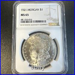 BRIGHT BLAST WHITE MS65 1921 Morgan Silver Dollar NGC MS 65 GEM BU UNC