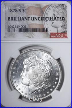 BU 1878-S Morgan Silver Dollar NGC BRILLIANT UNCIRCULATED FLASHY! Video WICRA