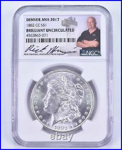 BU 1882-CC Morgan Silver Dollar Denver ANA 2017 Signed Rick Harrison NGC 8519