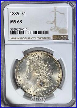 BU 1885 Morgan Silver Dollar NGC MS63 Pleasing Toning SAFM