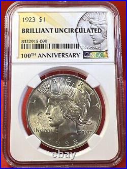 BU 1923 Peace Silver Dollar 100th Anniv 2021 Special Label MS Unc NGC