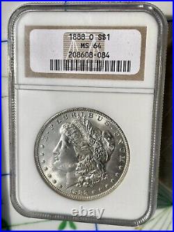 Blast White Luster? MS 1888-O Morgan Silver Dollar 64 OH NGC 90%. 7734 oz