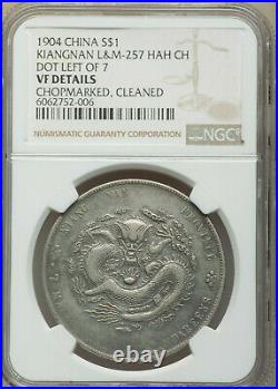 CHINA Silver Coin Dragon Kiangnan 1904 $1 dollar NGC VF