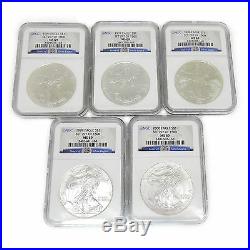 Complete Full 1986-2010 US American Silver Eagle Dollar Set NGC MS 69 25 Years