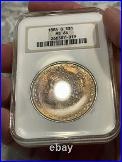 Dual Toning Ngc Ms64 1884 O Morgan Silver Dollar-old Fatty Holder! Nice Color