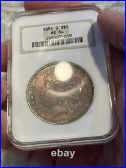 Dual Toning Ngc Ms64 1884 O Morgan Silver Dollar-old Fatty Holder! Nice Color