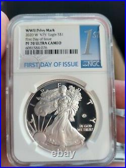 FIRST DAY! 2020 W End of World War II 75th American Silver Eagle V75 NGC PF70