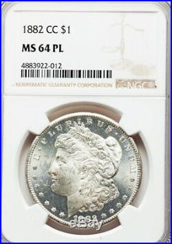 FROSTY Morgan Silver Dollar Prooflike MIRRORS 1882-CC $1 NGC Certified MS64 PL