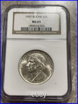 GEM BU 1937 Daniel Boone Half Dollar NGC MS65 RGNMU