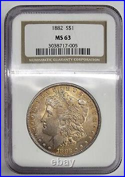 Golden Toned 1882 P Morgan Silver Dollar NGC MS63