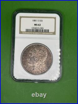 Gunmetal (Terminal) Toned Morgan Silver Dollar Old NGC Soapbox Holder 1881-S