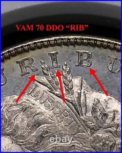 Insane Double Vam Mint Error 1878 P 7tf Top 100 $1 Vam Ddo Rib Ms62 Ngc Sthr
