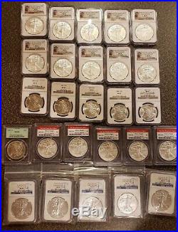 Lot Of 26 Morgan Silver Dollars MS 63 to MS 70 certified NGC & PCGS 1869 to 2014
