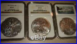 Lot of 10 Silver American Eagle Dollar $1 MS 69 NGC 2006-2015 Free Shipping