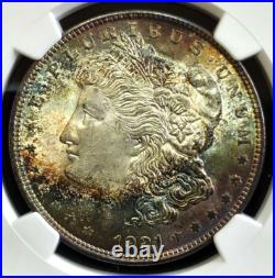 MONSTER NATURAL TONING 1921-P $1 Morgan Silver Dollar- NGC MS-63 LUSTER