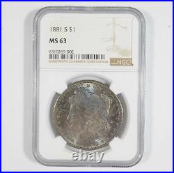 MS63 1881-S Morgan Silver Dollar NGC Black/Blue Beauty 7196