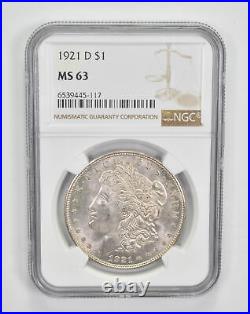 MS63 1921-D Morgan Silver Dollar Graded NGC 0705