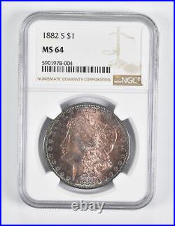 MS64 1882-S Morgan Silver Dollar NGC Toned! 1614