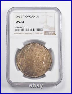 MS64 1921 Morgan Silver Dollar NGC Awesome Color 3409