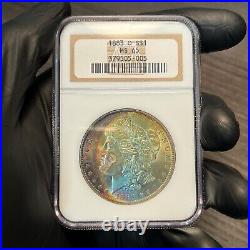 MS65 1883-O Morgan Silver Dollar, NGC Old Holder- Vivid Rainbow Toned