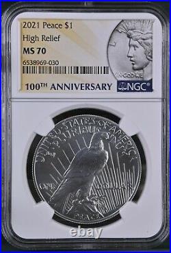 NEW Look 2021 Peace NGC MS70 HIGH RELIEF $1 SILVER DOLLAR MS 70