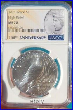 NEW Look 2021 Peace NGC MS70 HIGH RELIEF $1 SILVER DOLLAR MS 70