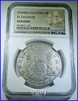 NGC 1766 El Cazador Shipwreck 8 Reales 1700s Pirate Treasure Pillar Dollar Coin
