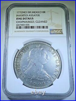 NGC 1772 Inverted FM Mexico 8 Reales Antique 1700's Spanish Colonial Dollar Coin